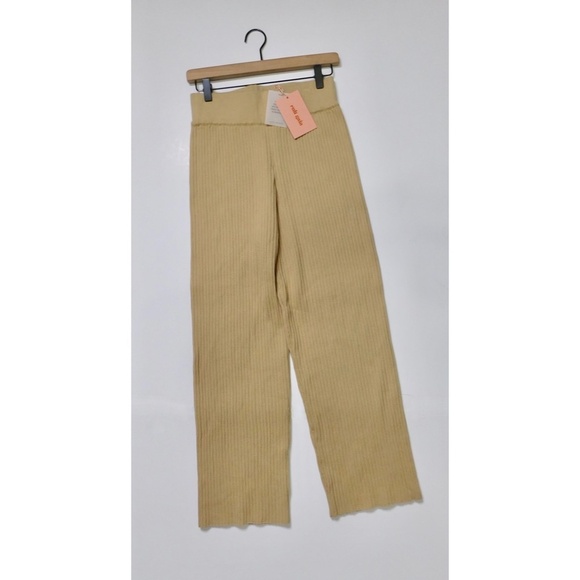 NWT!! CULT GAIA Jada Ribbed Knit Pants Sand Solid Elastic Waist Pull-On Small - Picture 3 of 16